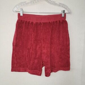Brownlee Shorts Womens M Red Post Game Terry 4" Elastic Waist Comfort Stretch